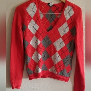 J Crew womens argyle vneck sweater size Medium